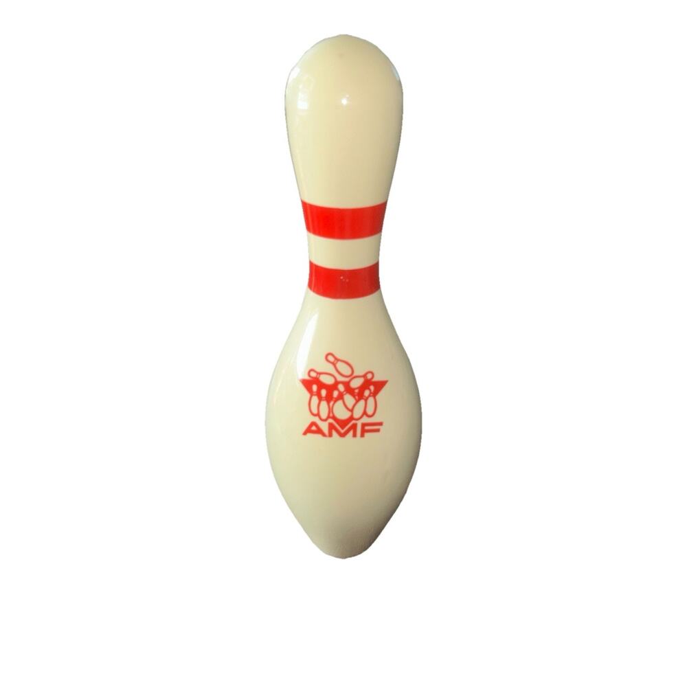 AMF HAPPY BIRTHDAY BOWLING PIN 15" REGULATION SIZE WOOD W/ PLASTIC OUTER Vintage